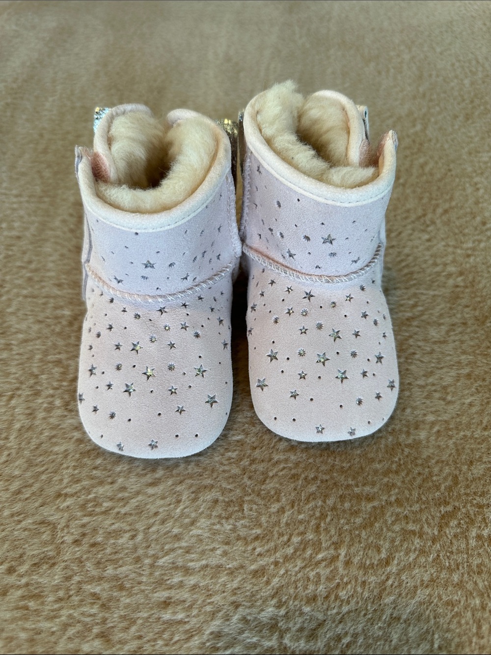 UGG Baby Star-Studded Shearling Lined Booties - Light Pink